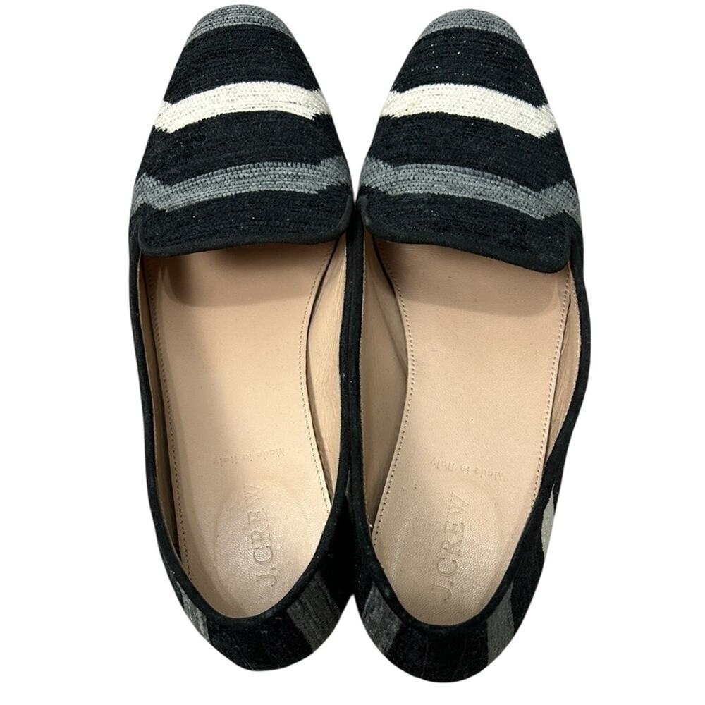 J. Crew Black and Gray Stripe Patterned Loafers Women's size 8 - Picture 5 of 7